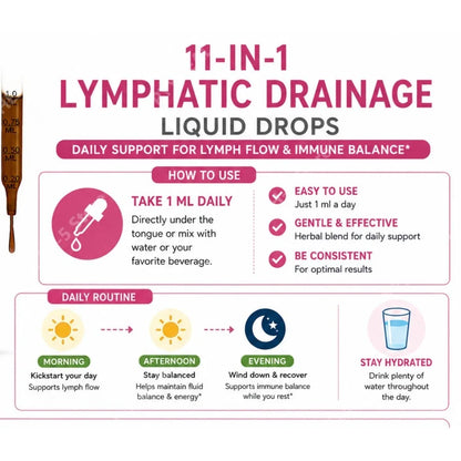 Docteat Herbal Liquid Drops 11 in 1 Raspberry Flavor Net 60 ML (2 Fl Oz) Supports Lymphatic Drainage and Cell Renewal Daily Care