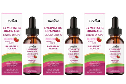Docteat Herbal Liquid Drops 11 in 1 Raspberry Flavor Net 60 ML (2 Fl Oz) Supports Lymphatic Drainage and Cell Renewal Daily Care