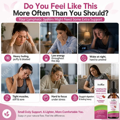 Docteat Herbal Liquid Drops 11 in 1 Raspberry Flavor Net 60 ML (2 Fl Oz) Supports Lymphatic Drainage and Cell Renewal Daily Care